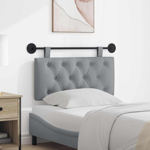 Ziaphsol Hängande huvudgavel ljusgrå tyg väggpanel stoppningspanel för sovrum, vardagsrum, hall, 100 x 55 cm, väggmontering, avtagbara remmar, elegant design, mångsidig användning
