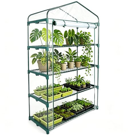 JonesHouseDeco Invernadero de 4 Tiers, 99 cm W x 48,3 cm D x 160 cm H Mini Invernadero, Port¨¢Til, para Uso en Interiores y Exteriores #G310A00