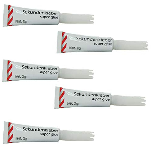 5x 2g Tube Sekundenkleber EXTRA STARK Kunststoff, Glas, Keramik, Stoff, Papier 5er Pack
