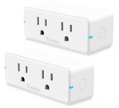 Govee Dual Smart Plug 2 Pack, 15A WiFi Bluetooth Outlet, Work with Alexa and Google Assistant, 2-in-1 Compact Design, Govee Home App Control Remotely with No Hub Required, Timer, FCC and ETL Certified