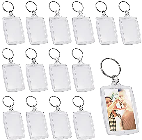 ZDNT 25 Pieces Large Size Photo Keychain, Insert Acrylic Blank Clear Keyring, Personalised Picture Frame for Crafting Gift for Family Friends