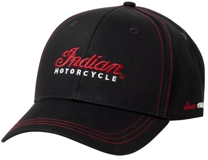 Indian Motorcycle Contrast Stitch Cap, Black, One Size, 100% Cotton, Durable and Soft, Strapback, Regular Fit - 2862744,Black