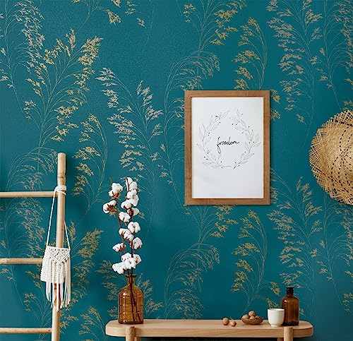 marburg Papier peint Bleu Or Floral Moderne, Naturel pour chambre ou salon Made in Germany 10,05 x 0,53m