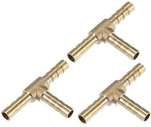 QUARKZMAN 3 Uds 6mm 0.24 Latón Coche Espiga Manguera Conexión T Forma 3 Vías Conector