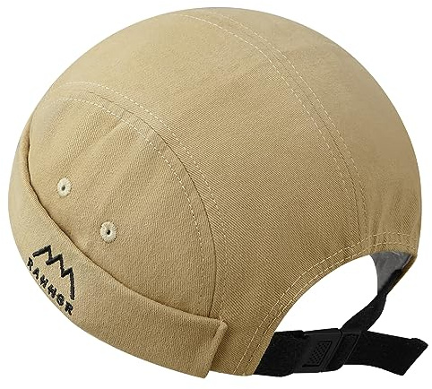 CLAPE Bomull dockarkeps herr docker mössa dam UV-skydd sjömansmössa hamnhatt justerbar rullmössa fiskarhatt 5 paneler basebollkeps utan skärm, DBH03-Khaki, En Storlek