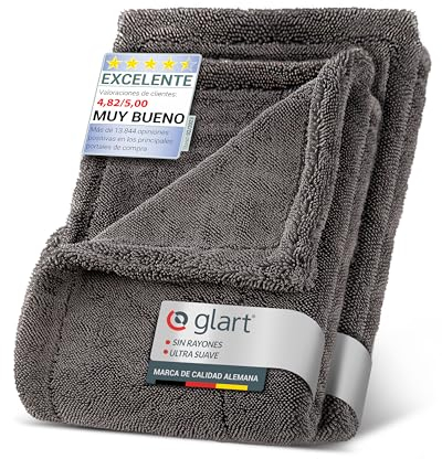 Glart 44TW68 Auto Trockentuch XXL Set in grau – 60x40 & 80x55cm für Auto, saugstarkes Tuch zum Trocknen von Lack, Glas, Felgen, außen & innen – für Autopflege, Motorrad, Boot, Haushalt - 2 Stück