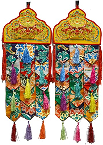 Festoni di buon auspicio, bandiera da giardino, Bandiere di preghiera tibetane, for esterni, stendardo del Buddha di loto dorato, bandiere di preghiera buddista tibetana, ornamenti appesi, decorazione