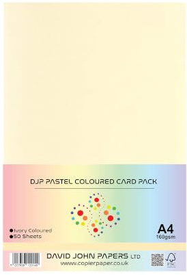 DJP A4 160 gsm pastell elfenbensfärgat hantverkskort (50 ark)