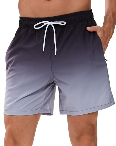 Decorie Baddräkt för män, snabbtorkande brädeshorts för män, strandshorts med nätfoder och fickor