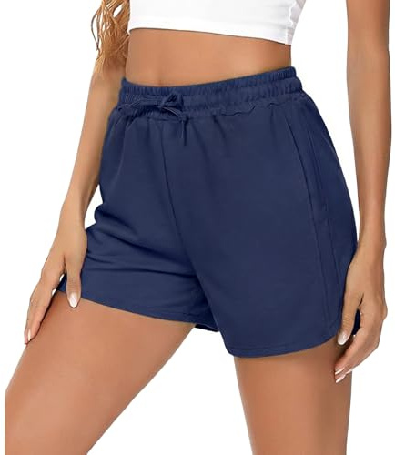 Demegimi Pantaloncini Sportivi Donna Pantaloncini Palestra Donna e Vita Alta Estivi Bermuda da Donna Pantaloni Corti con 2 Tasche con Coulisse per Fitness Yoga Jogging