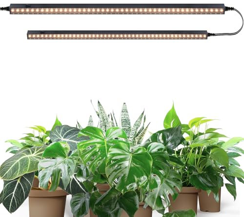 Barrina T5 2FT Grow Lights for Indoor Plants, Yellow Full Spectrum LED Plant Light, 20W(2 x 10W), Linkable Grow Light, Black Cover LED Growing Strips, Magnetic, Plug and Play, 2 Packs