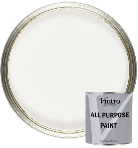 Vintro Paint - All Purpose Paint. Multi-Surface Matt Paint For Indoor/Outdoor Use. Wood, Walls, Doors, Cabinets, Metal, Plastic, Masonry, Furniture, Glass, Tiles, Radiators & Pipes. 250ml (White)