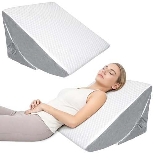 INFANZIA Coussin incliné pour lit, Coussins en Coin Orthopédiques pour Lit - Apnée du Sommeil, Reflux Gastrique, soulèvement des Jambes| Mousse Ergonomique Réglable avec Housse Lavable