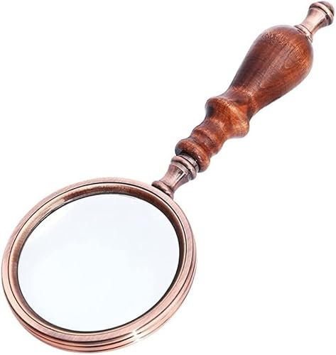QMOWIZ läsglas handhållen förstoringsglas i trä vintage 10 x förstoringsglas bärbar stor äldre läslupp gåva för läsning perfekt förstoringsglas med låg syn