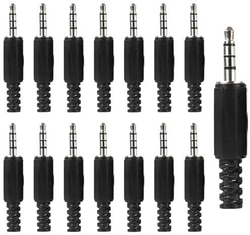 Greluma 15 Pcs Prise Jack réparation de Remplacement TRRS 3,5mm,Prise mâle stéréo 4 pôles 1/8,connecteur câble Audio Type à souder 3,5mm pour réparation câble Casque/Casque/écouteur/Microphone DIY