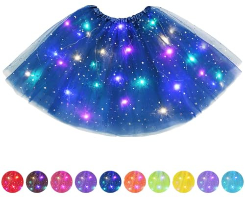 AYBUY Jupe Tutu LED pour Femme, Jupe Tutu en Tulle à Trois Couches pour Adultes Parti Ballet Danse Fancy Dress Halloween, Bleu roi