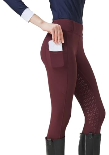 GIYXHU Ridbyxor vår och sommar ridbyxor dam stickad hög stretch, smal passform silikon tight andningsbar, Röd, L