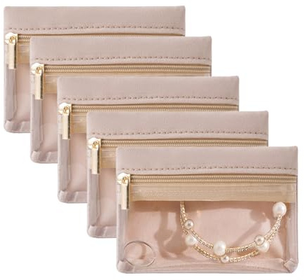 Travel Jewellery Organiser Earring Storage Pouch Small, Green, 5Pcs