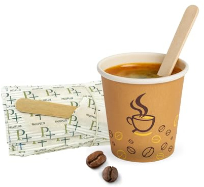 Palucart 500 bicchieri carta per caffe 90ml colore AVANA (3 oz) biodegradabili cartoncino cappuccino caffè + 500 palette in legno di betulla
