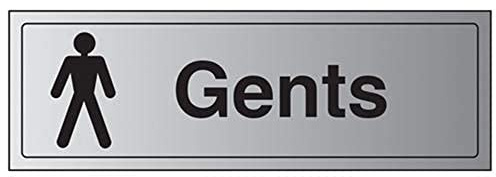 V Safety General Door-Gents Toilet Sign - 300mm x 100mm - 3mm Brushed Alu Comp