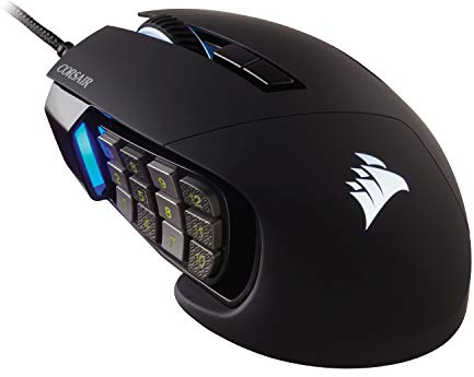 Corsair Scimitar RGB Elite, MOBA/MMO Gaming Mouse, Black, Backlit RGB LED, 18000 DPI, Optical