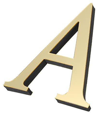 PATIKIL 3D Acrylique Alphabet Miroir Paroi Autocollants Lettre A Autoadhésif Maison Décoration Lettre Signe Art Autocollant Décalcomanie pour Bricolage Maison Décoration Clair Doré