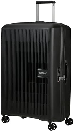 American Tourister Aerostep - Spinner L, Erweiterbarer Koffer, 77 cm, 101.5/109 L, Schwarz (Black)
