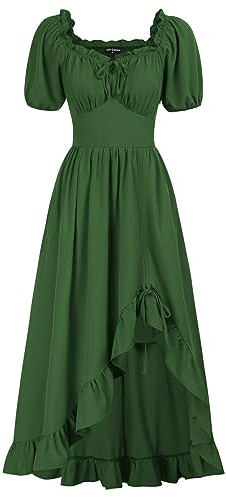 Scarlet Darkness Off Shoulder Dresses for Women Renaissance Peasant Summer Green Dress Green 2XL