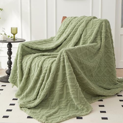 KEAYOO Coperta per divano in morbida microfibra, versatile e facile da pulire, ideale come coperta per divano e copriletto, buon regalo (verde, 150 x 200 cm)