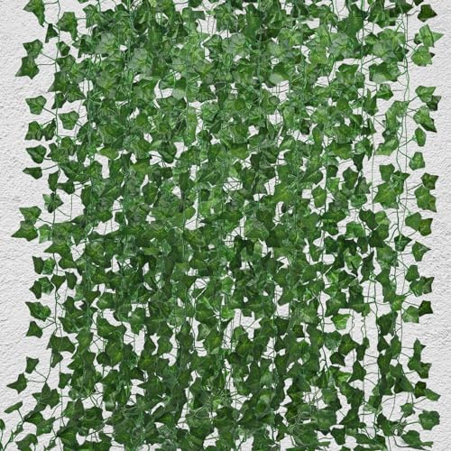 RECUTMS 258 FT Fake Vines Greenery Leaf Garland Ivy Vine Foliage Flowers Hanging for Wedding Party Garden Home Kitchen Office Wall Decoration（36 Pack）
