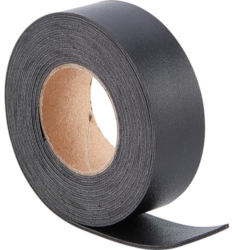 GORGECRAFT 2m*25mm*1.7mm Cinturino in Pelle Nera Bifacciale con Motivo Litchi Strisce di Pelle Cavo Piatto in Finta Pelle per Progetti Artigianali Fai-da-Te Cintura per Chitarra Bracciale Creazione