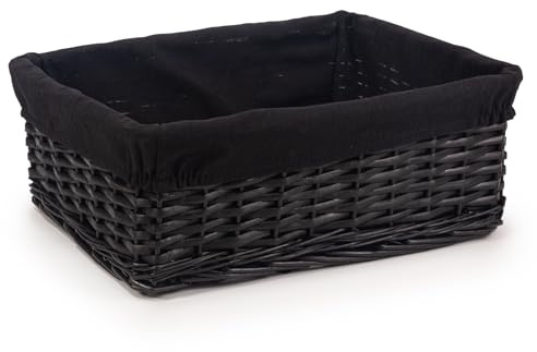 Woodluv Storage Baskets Woven Wicker, Storage Basket for shelves, Baskets to make hampers, Storage Box, Storage Organiser, Black, Large