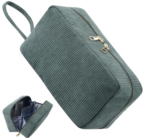 Jiliyote Kulturbeutel Damen Cord Kulturtasche Reise Kosmetiktasche Damen aus Kord Make-up Tasche Waschtasche Cord Cosmetic Bag für Mädchen Travel