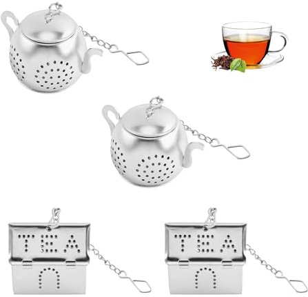 ANDARS Infusore Tè, 4 Pezzi Filtro Te, in Acciaio Inossidabile Colino per Tisane, con Catena di Estensione Filtro the Infusione, Utilizzato Come Infusore per Tè per Tazze e Tè Sfuso