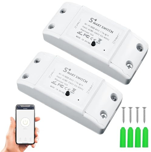 10a 2200w Wifi Light Switch, Smart Wifi Wireless Light Switch Works with Alexa & Google Home Universal DIY Module for Smart Home Automation Compatible with Ewelink Ifttt, No Hub Required
