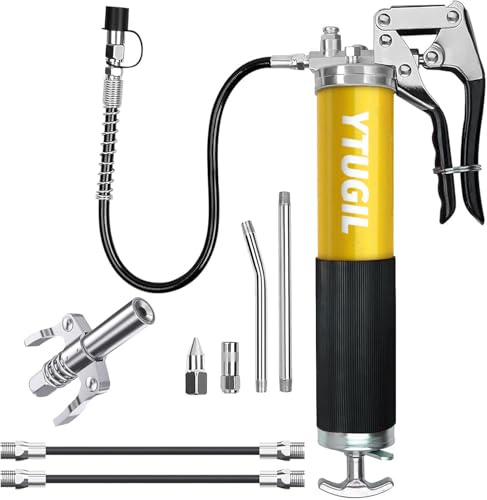 Ingrassatore Manuale Kit, Pistola per Grasso Professionale da 8000 PSI, con Tubi Flessibili, a Molla e Metallo per Cartuccia Grasso 400cc