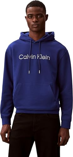 Calvin Klein Sudadera Hombre Terry con Bolsillo Canguro, Azul (Blue Majesty), M