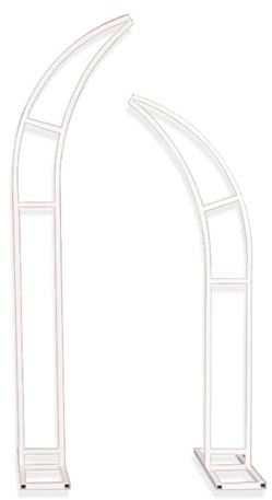Arco da giardino in metallo per sfondo nuziale, supporto per palloncini a mezza luna, supporto decorativo per cerimonie, colore bianco, dimensioni regolabili da 209,8 cm e 249,9 cm