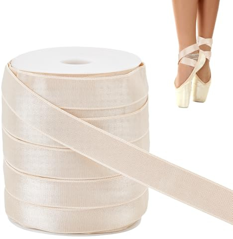 BENECREAT Rollo de satén elástico para zapatillas de punta de ballet de 40 m, rollo de cinta elástica plana de 20 mm, accesorios para zapatillas de baile para mujer (trigo)