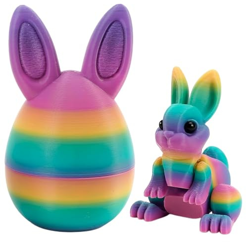 TaimeiMao Œuf de Pâques avec Lapin en 3D, Animaux 3D Articulés, Jouets pour Lapins, Jouet de Fidget Lapin de Pâques Aux Articulations Flexibles, pour Bureaux et la Décoration de la Maison
