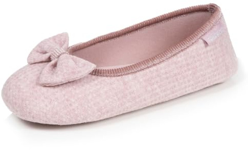 Isotoner Chaussons ballerines Femme Blush chiné 35/36 | Pantoufle Ballerines maille nid d'abeille, semelle gomme antidérapante, chaudes et confortables - Lavable machine 30°C