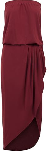 Urban Classics Dam viskos bandeau-klänning, Burgund, 3XL