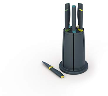 Joseph Joseph Elevate - 6-teiliges Messerblock-Set mit drehbarem Ständer, Edelstahlklingen, Opal