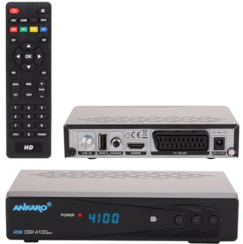 Ankaro DSR 4100 Plus HD HDTV - Receptor de satélite digital (HDTV, DVB-S/S2, SAT, HDMI, euroconector, 1 puerto USB 2.0, Easyfind, Full HD 1080p), color negro