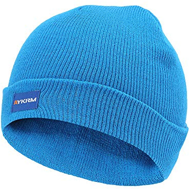 AYKRM 9 Colors Hi Visibility Hat Beanie Hi-Vis Knitted Winter Hat (Blue, 55-61cm)