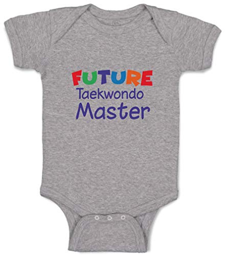 Cute Rascals Custom Boy & Girl Baby Bodysuit Future Taekwondo Master Sport Funny Cotton Baby Clothes Oxford Gray Design Only 12 Months