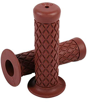 Puños de Manillar de Moto, 22 mm 7/8 Empuñaduras de Manillar Antideslizante Empuñadura de Manillar de Motocicleta Agarre de Manillar de Goma Blanda Vintage Universal(marrón)