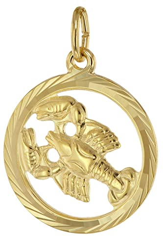 trendor Sternzeichen Krebs 333 Gold Anhänger Ø 16 mm modischer Sternzeichen Anhänger aus Echtgold für Damen und Herren, elegante Geschenkidee, 39000-07