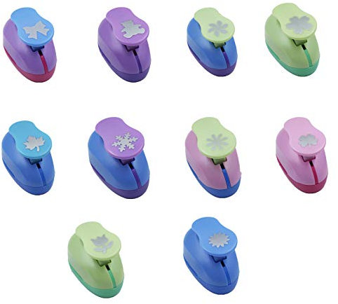 TOP-MAX Papierstanzer, Prägegerät für Bastelarbeiten, Karten, Scrapbooking, Verzierungen, zufällige Farbe, gemischte Formen, 10 Stück