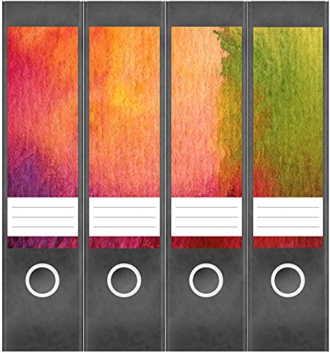 Etiketten für Ordner | Farbverläufe Kunst | 4 breite Aufkleber für Ordnerrücken | Selbstklebende Design Ordneretiketten Rückenschilder